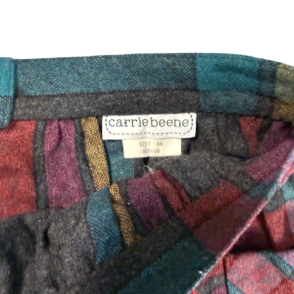 Vintage Dark Academia Mod Twee Plaid Wool Blend Midi Skirt Multi-Color Pockets - Picture 3 of 6